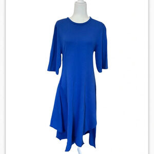 Zara Blue Modi Dress Size Small Relaxed Asymmetric 100% Cotton excellent